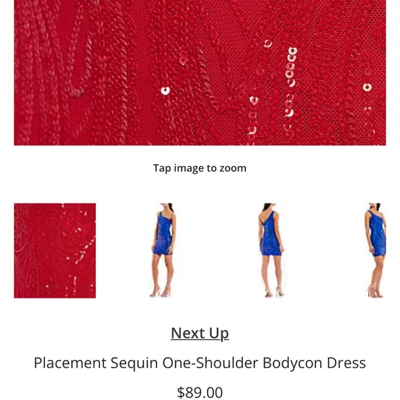 Juniors red sequin one shoulder formal dress size 5/6 - Picture 6 of 6